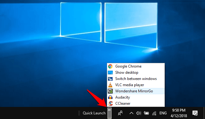 how to enable windows 10 quick launch toolbar
