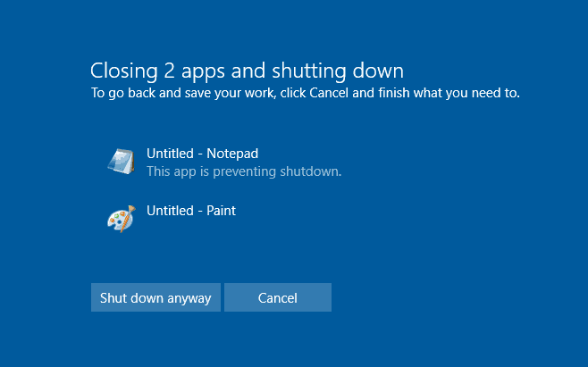 this app is preventing shutdown