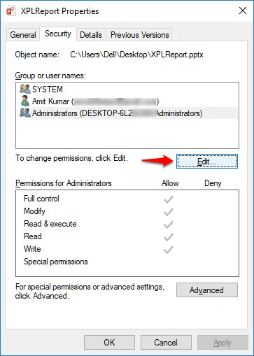 change permissions of a file