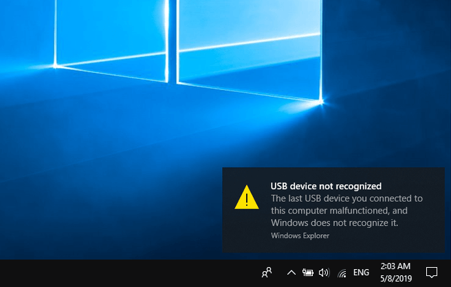 Tæller insekter flyde over Pelagic How to Fix USB Device Not Recognized in Windows 10 / 8 / 7
