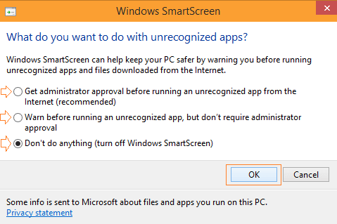 disable windows smartscreen