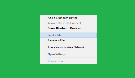 how to fix: missing menus send a file and receive a file of bluetooth in windows 10