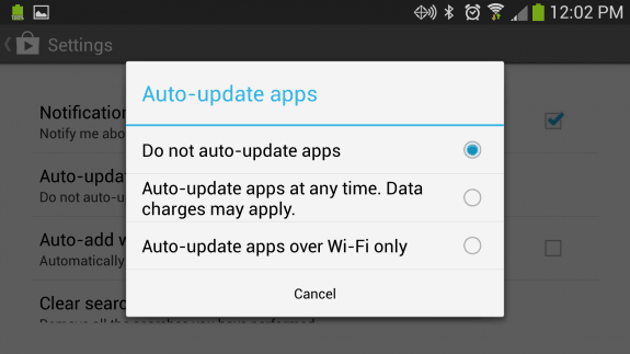 how to disable automatic app updates in android