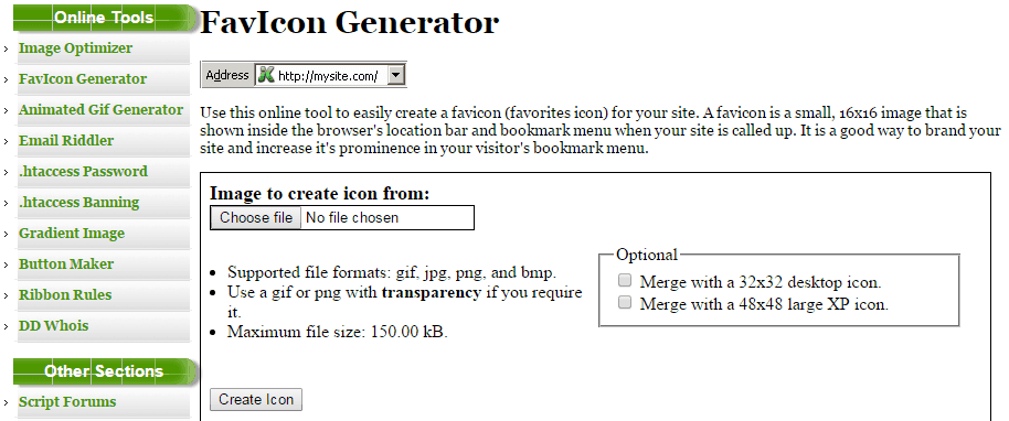 Dynamic Drive – FavIcon Generator