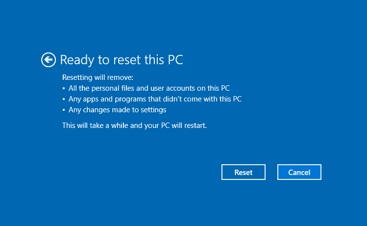 how to reset windows 10 pc
