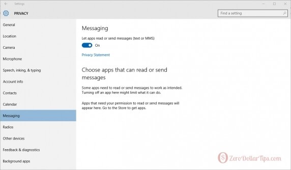 windows 10 messaging settings 