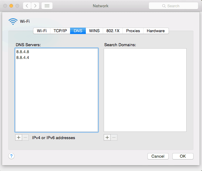 change DNS server on mac