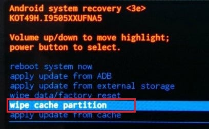 wipe cache partition galaxy s4