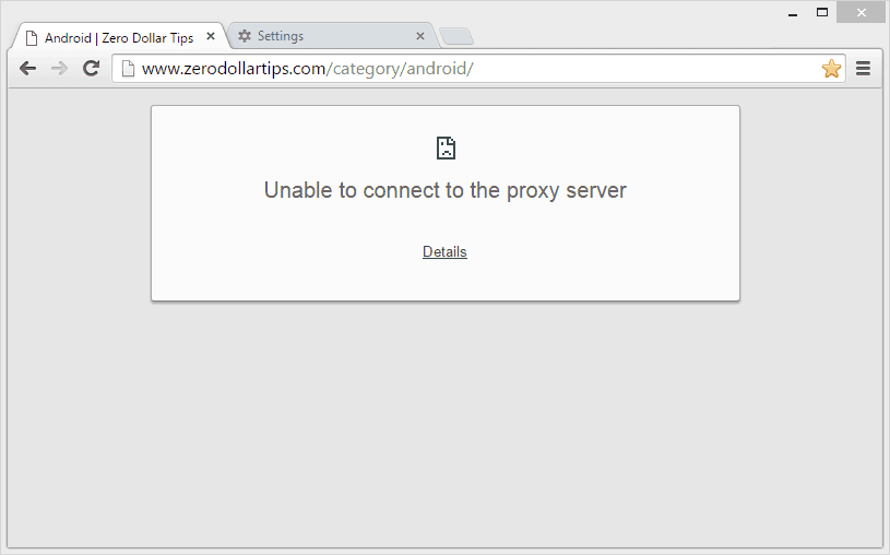 Unable to connect to the proxy server