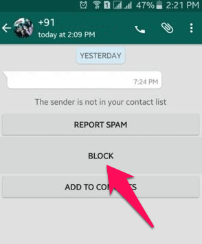 block whatsapp contact