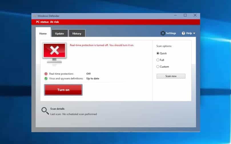 how to turn off windows defender