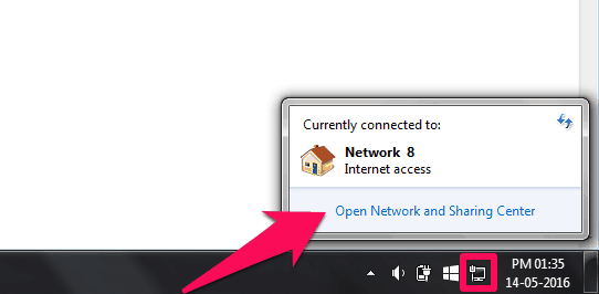 open network and sharing center