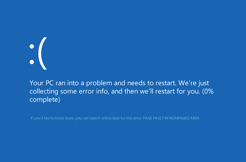 page fault in nonpaged area windows 10