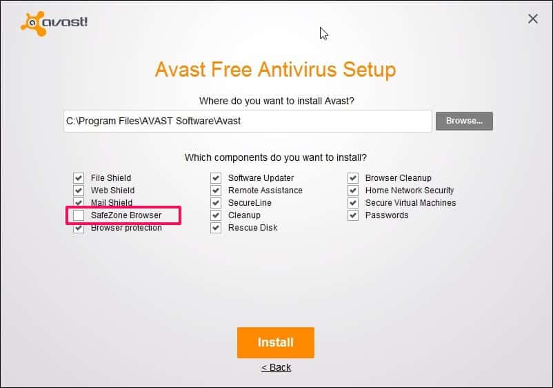 remove avast safezone browser