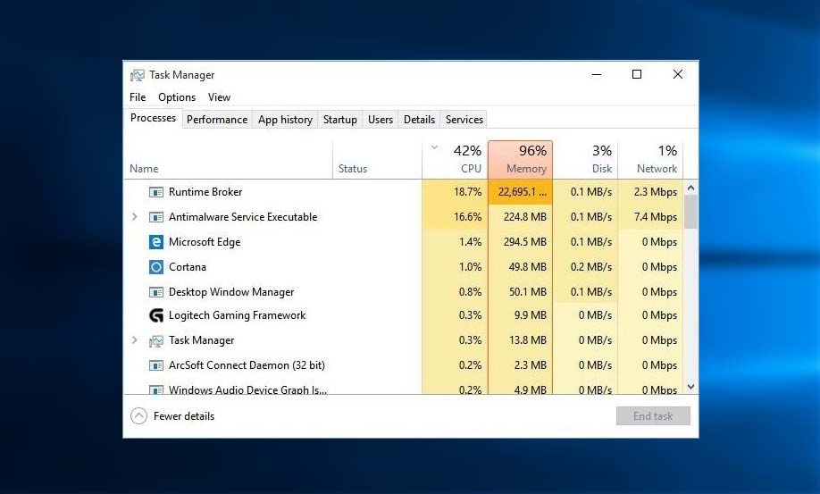 windows 10 runtime broker high cpu usage