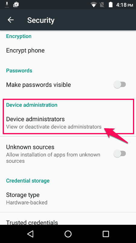 android device administrators