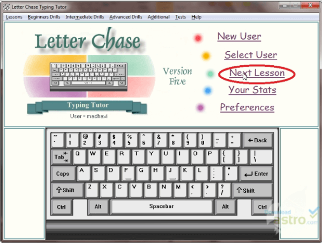 letter chase typing tutor