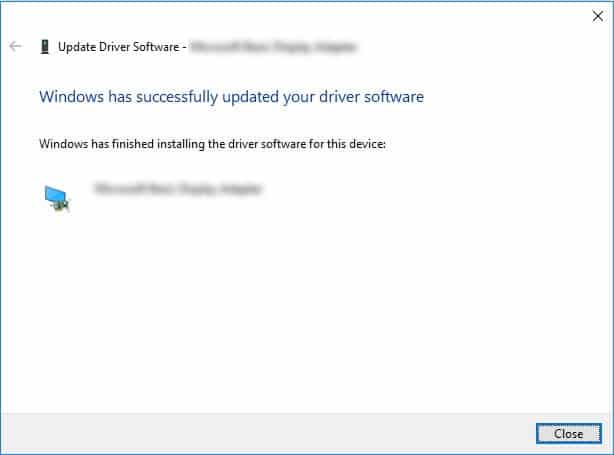 windows has successfully updated your driver software