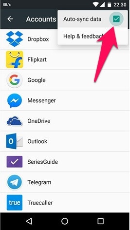 turn off auto sync android
