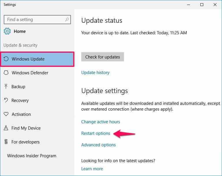 how to disable automatic restart after update in windows 10