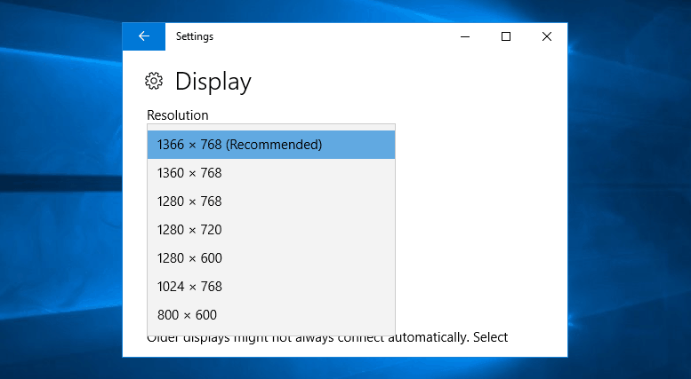 can’t change screen resolution in windows 10