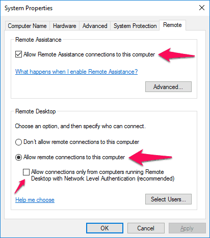 enable remote access in windows 10