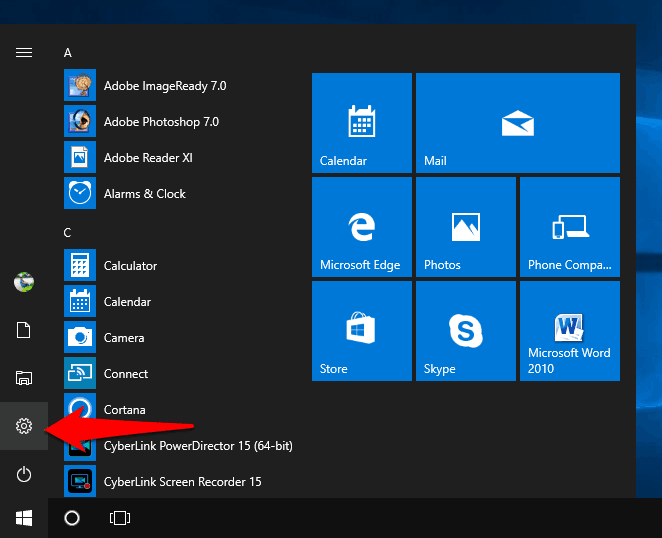 windows 10 settings