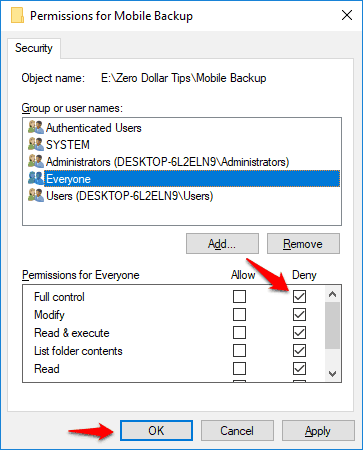 change file and folder permissions