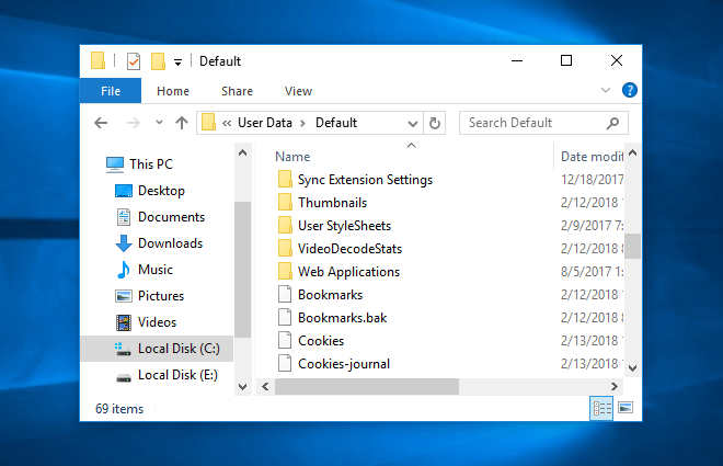 where are chrome bookmarks stored windows 10