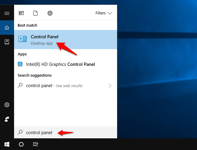 „Windows 10“ valdymo skydelis