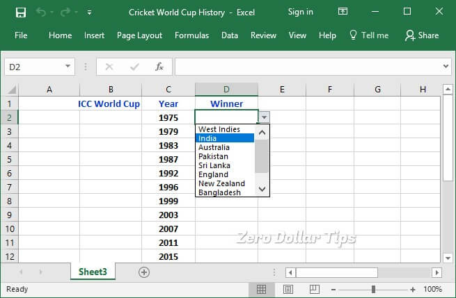 how to make a drop down list in excel 2012