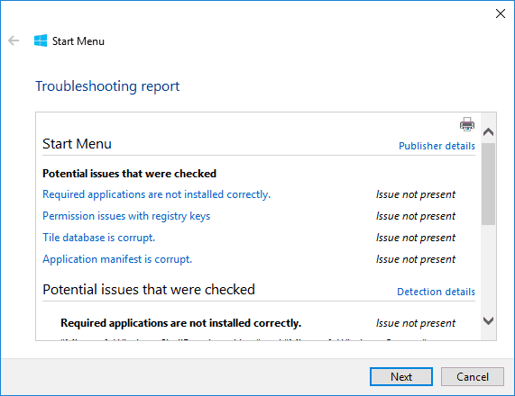 download windows 10 start menu troubleshooter