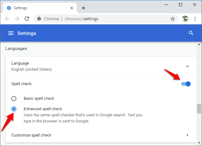 enable spell check in chrome
