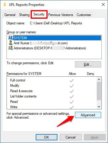 failed to enumerate objects in the container windows 10