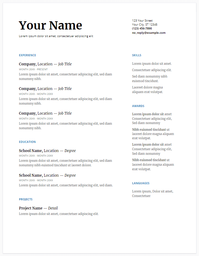 google docs functional resume template