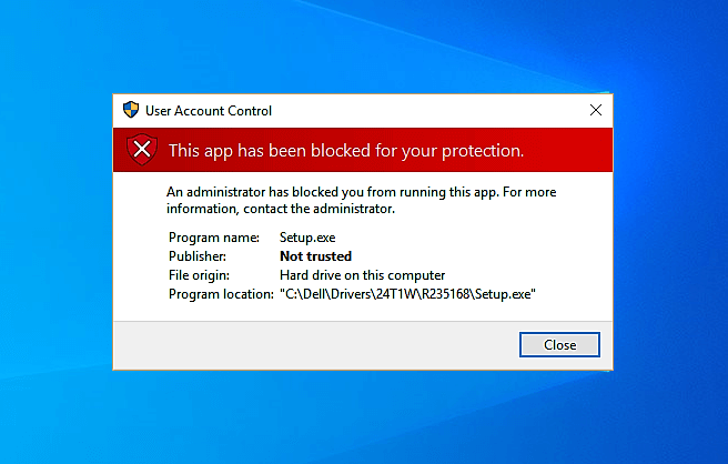 this app has been blocked for your protection