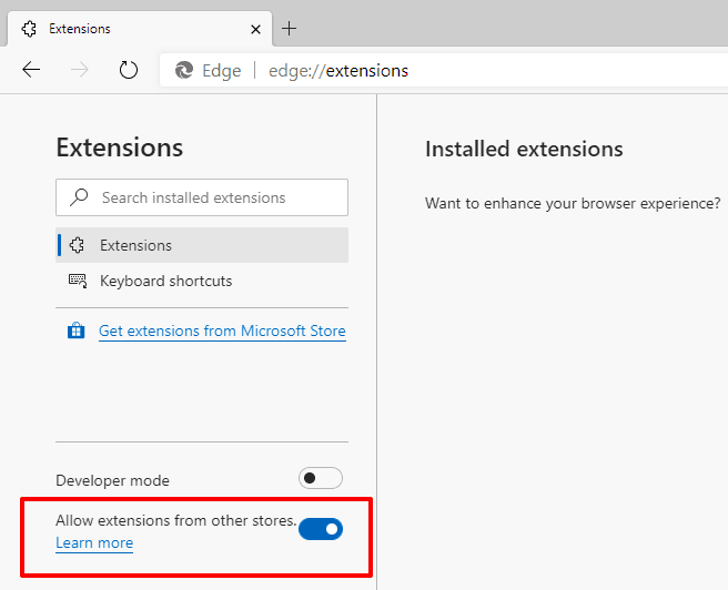 allow extensions from other stores