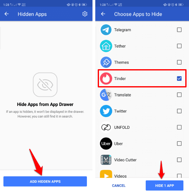 how to hide tinder app on android