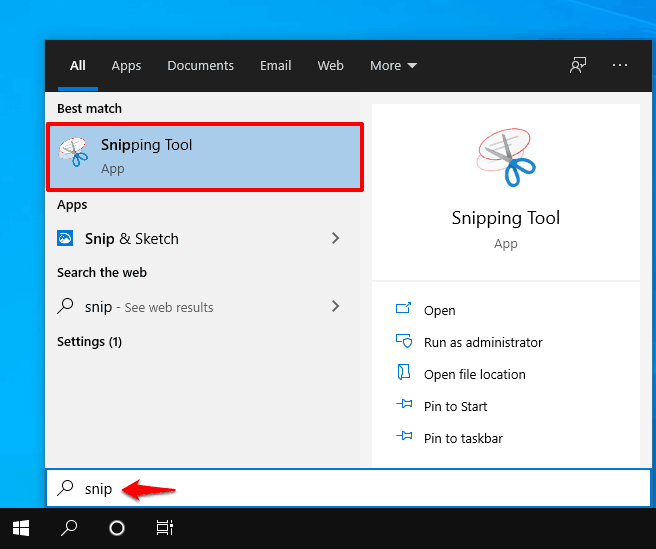 snipping tool on windows 10